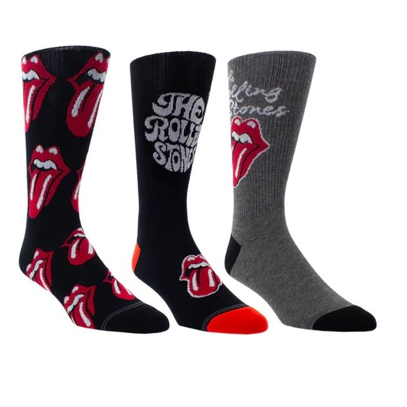 Perri's Socks The Rolling Stones Assorted Crew Socks 3 Pair - RSC371-077 - Picture 1 of 3